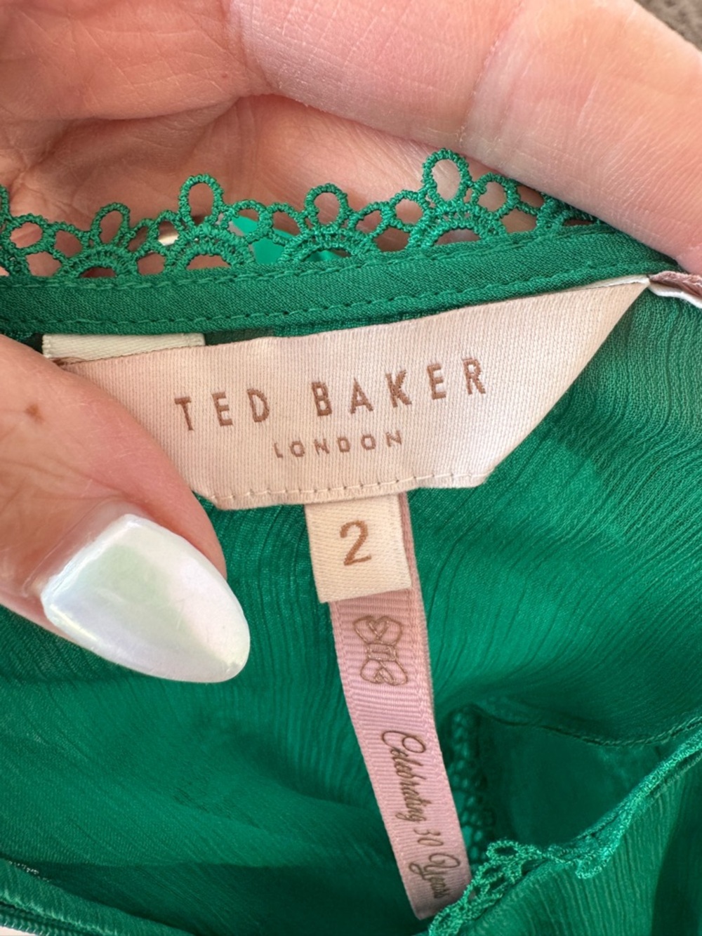 Ted Baker Porrla Frill Lace Midi Dress Green Anniversary Size 2 US 6 UK 10 $199 - Picture 7 of 12